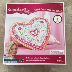 American girl embroider heart pillow craft